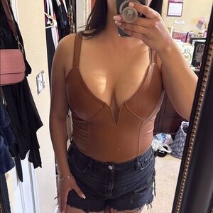 Brown Sleeveless Bustier Bodysuit